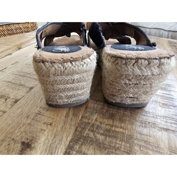 Life Stride Black Wedge Slide Canvas Sandals in Box Women's Size 7 M EUC - Picture 4 of 11